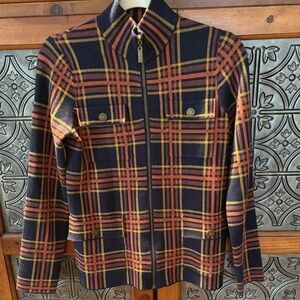 Beautiful RACHEL ZOE plaid zip front sweater jacket XS (never worn)